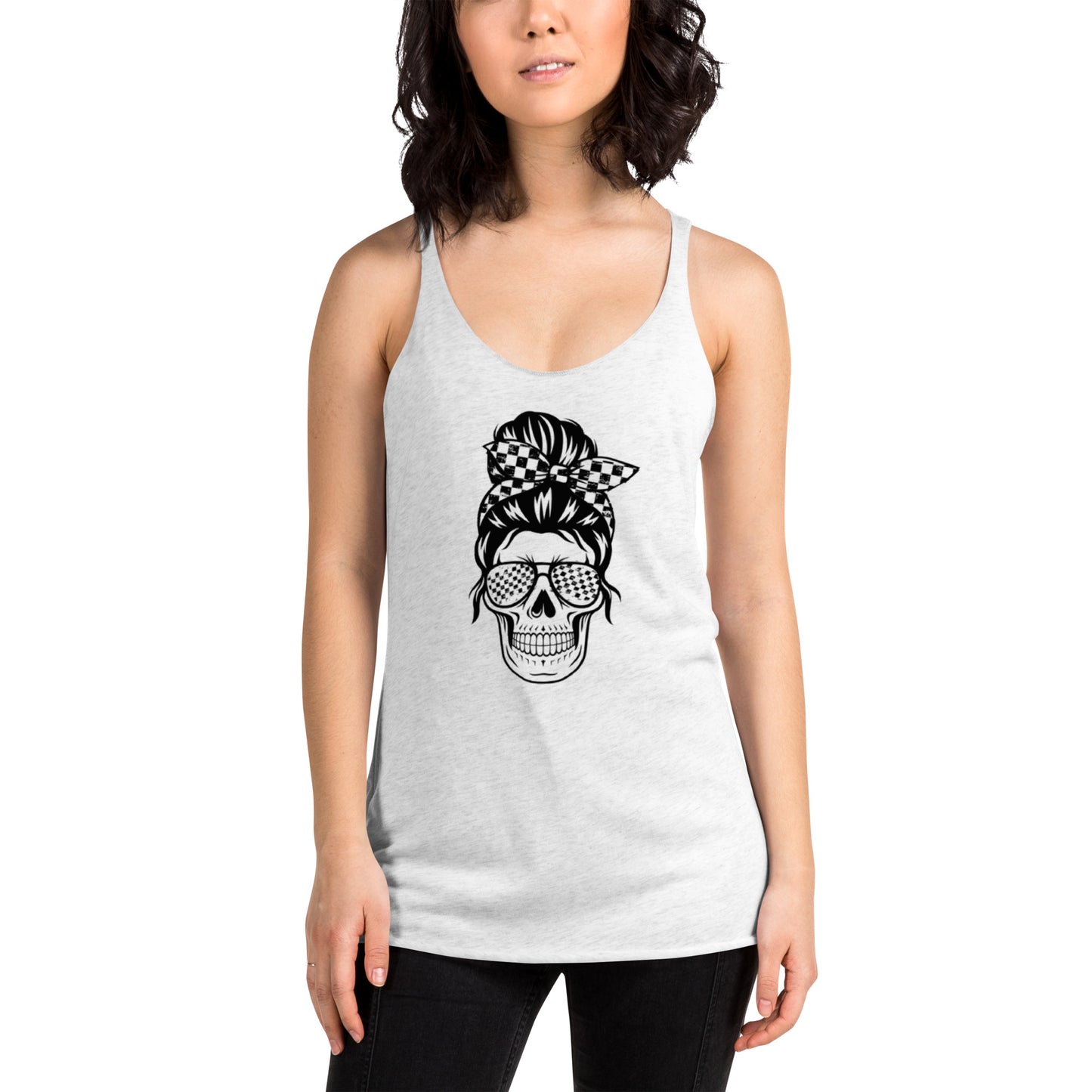 Women's Checkered Skull Racerback Tank