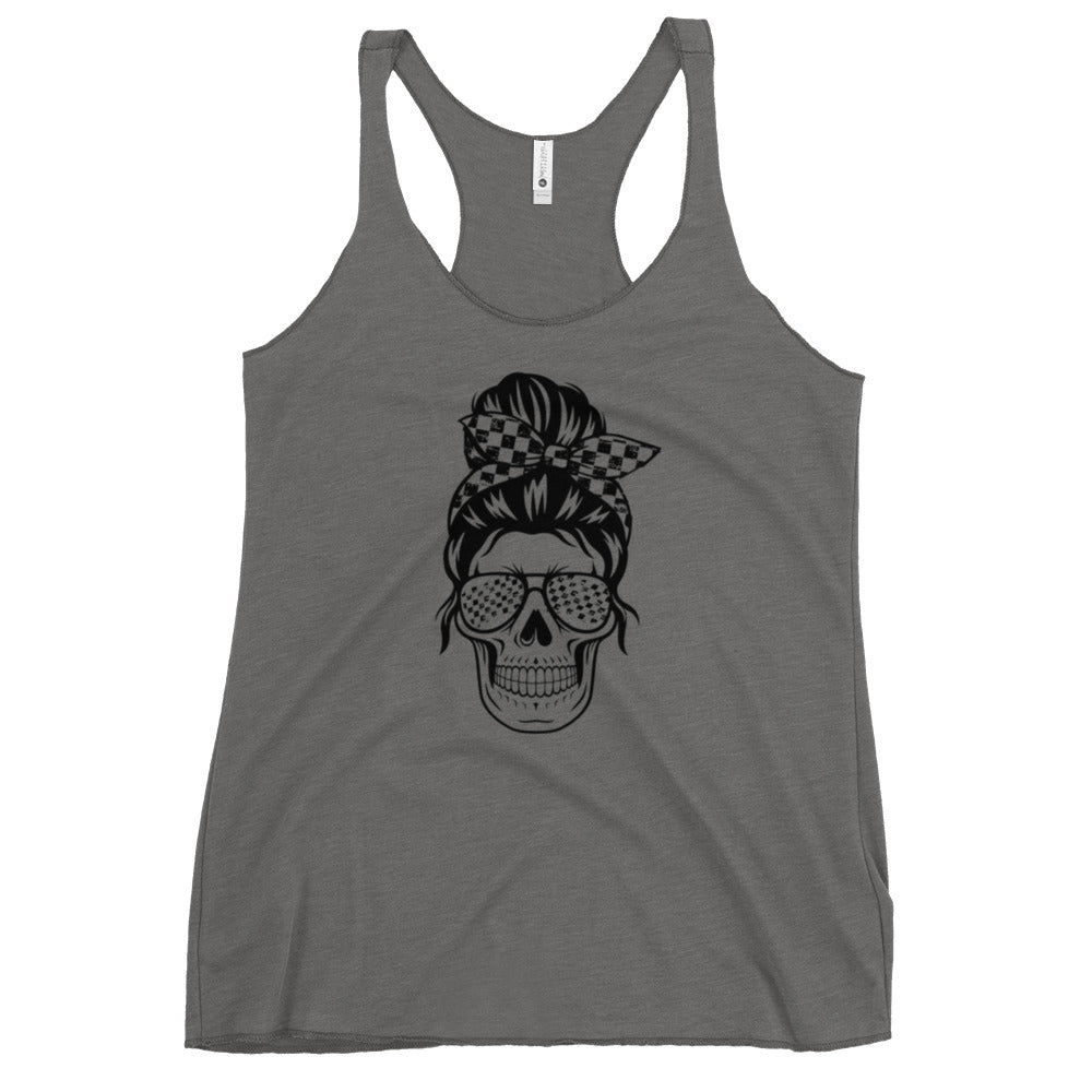 Women's Checkered Skull Racerback Tank