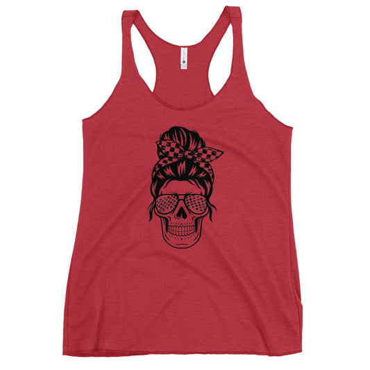 Women's Checkered Skull Racerback Tank