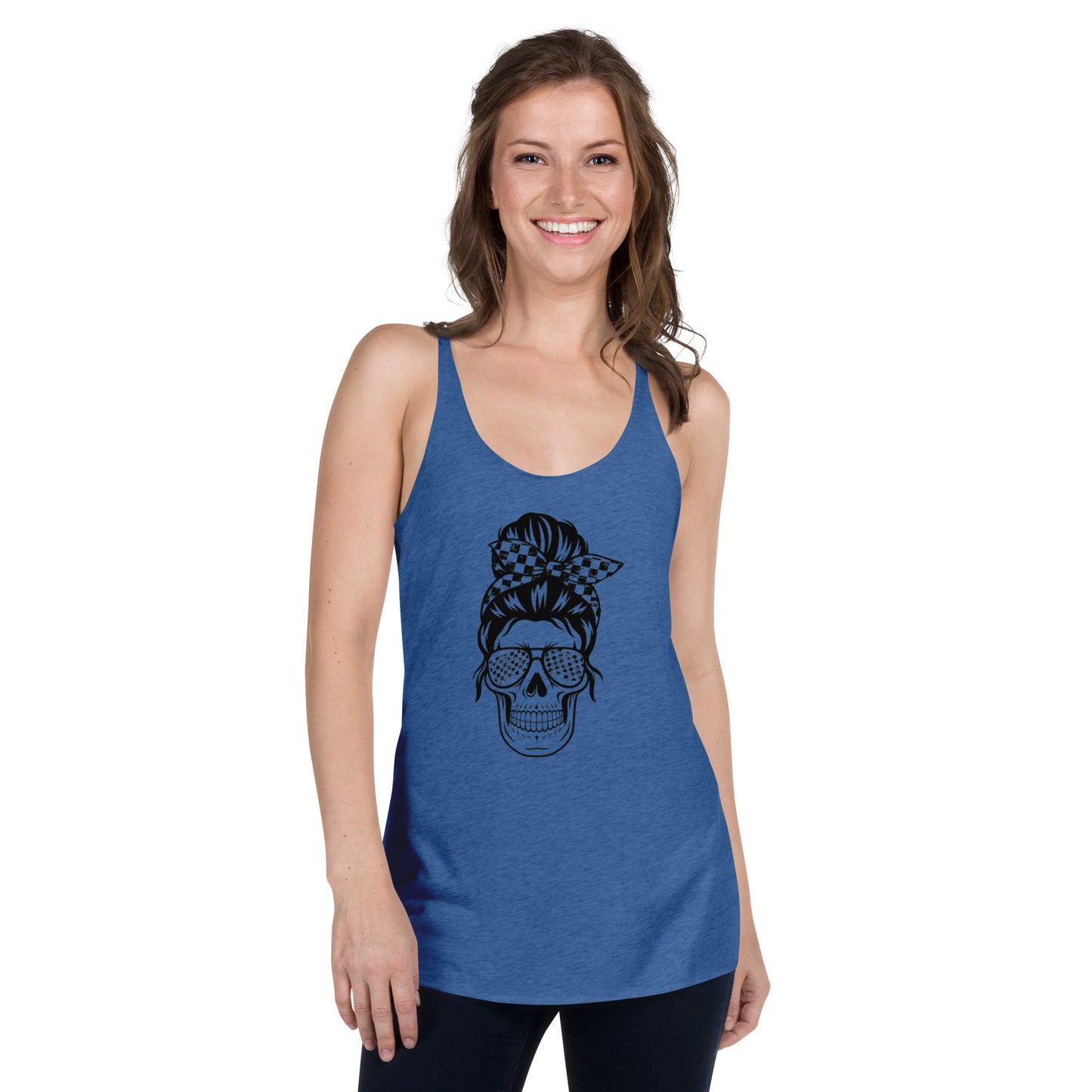Women's Checkered Skull Racerback Tank