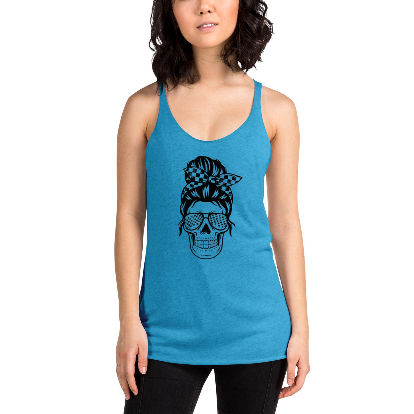 Women's Checkered Skull Racerback Tank